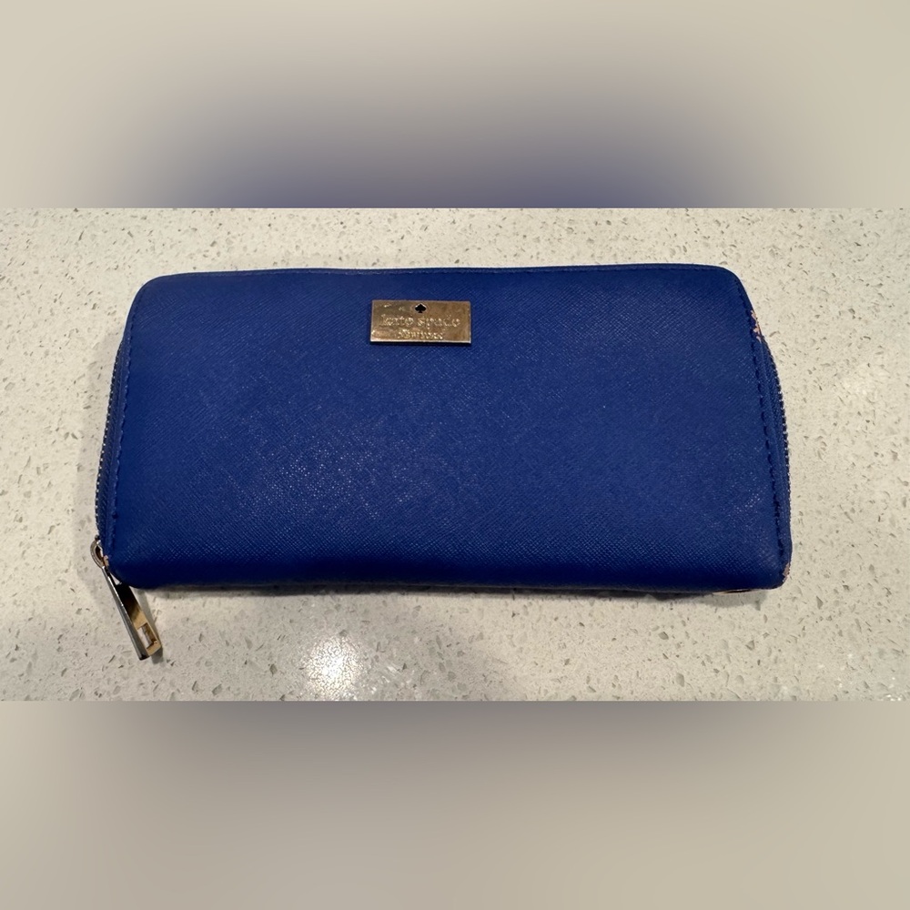 Kate Spade Royal Blue Wallet with Gold Logo